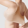 thumbnail image 6 of Feancey Plus Size Everyday Bras for Women Button Front Closure Bra Wide Strap Breathable Wireless Brassieres Full Coverage Casual Support Lift Up Bralettes Beige L, 6 of 6