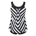 thumbnail image 6 of Zhden Two Piece Swimsuit for Women Flowy Tummy Control Tankini Swimsuits Scoop Neck Color Block Tankini Top with Boyshorts（White,S）, 6 of 7