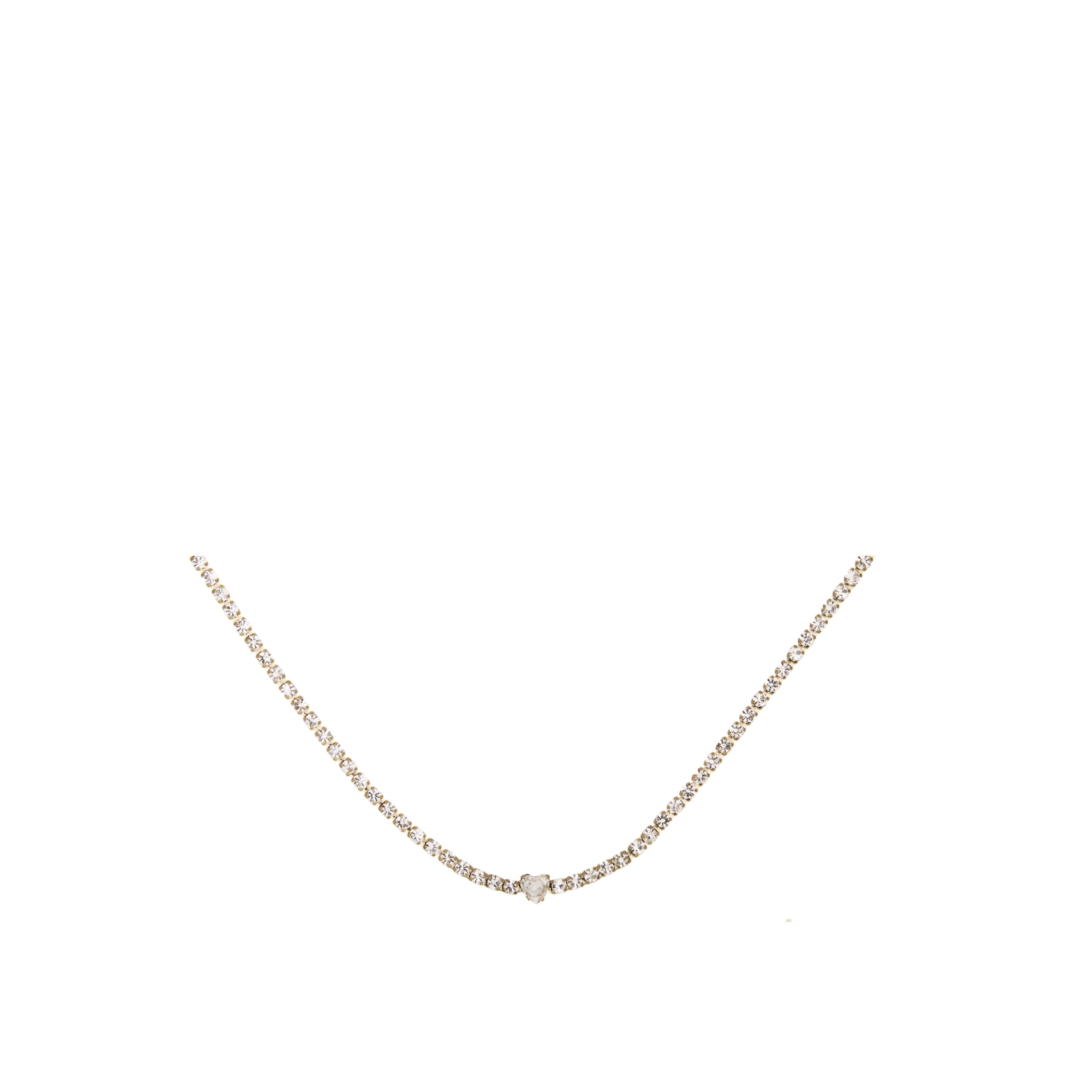 Bella by Thorne Heart CZ Tennis Adult Necklace, Gold/Clear