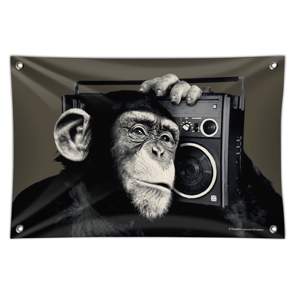 Chimp Monkey With Boombox Radio Home Business Office Sign