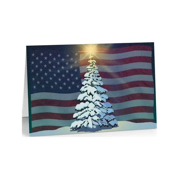Stonehouse Collection American Flag Patriotic Christmas Card -18 Boxed USA Christmas Cards