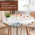 thumbnail image 4 of Orange Grey Pumpkins Fall Round Tablecloth, Fitted Table Cover with Elastic for 36"-44" Round Tables, Maple Leaf Thanksgiving Botanical Table Cloth Outdoor Indoor Dinning Party Waterproof Tablecloths, 4 of 7