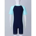 thumbnail image 6 of iiniim Girls One Piece Surfing Wetsuit Zip Front Shorts Swimsuit UV Sun Protection Rash Guard Swimwear Navy Blue&Sky Blue 14, 6 of 8