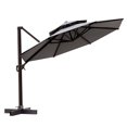 thumbnail image 2 of Pellebant  11.5FT Outdoor Round Cantilever Umbrella With Double Top Dark Grey, 2 of 5