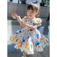 thumbnail image 4 of Toddler Baby Girl Kids Rainbow Party Princess Dress Puff Sleeve Sundress Clothes, 4 of 8