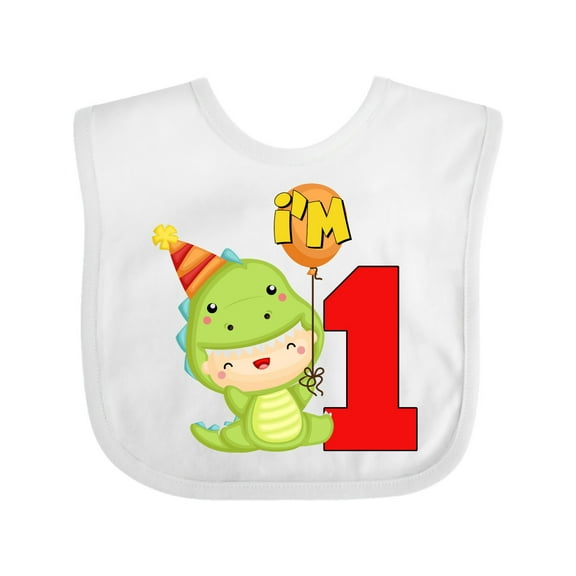 Inktastic 1st Birthday Cute Dinosaur Boys or Girls Baby Bib