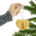thumbnail image 3 of Pineapple Fruit on Yellow Tropical Background Heart Love Wood Christmas Tree Holiday Ornament, 3 of 3