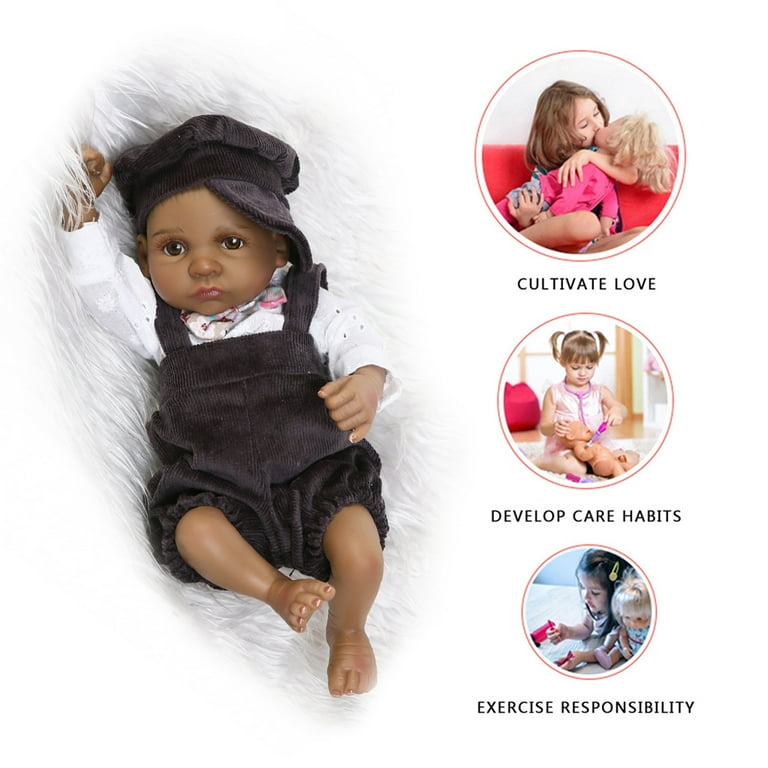 Aori Black Reborn Baby Doll 22 Inch African American Lifelike Sleeping  Dolls Look Real with Doll Accessories