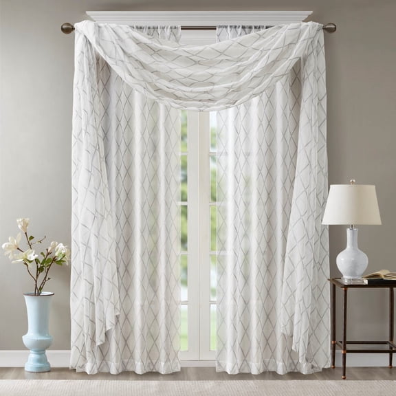 Window Curtains, Diamond Sheer Embroidered Window Scarf, Blackout Curtains, Sheer Curtains,