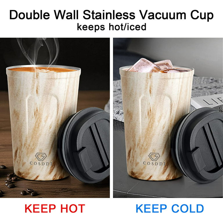  CS COSDDI 12 oz Stainless Steel Vacuum Insulated Tumbler -  Coffee Travel Mug Spill Proof with Lid - Coffee Cups for Keep Hot/Ice  Coffee,Tea and Beer (Green) : Home & Kitchen