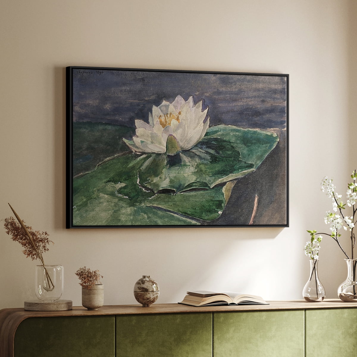 Vintage Botanical Print-LX By Wexford Home Framed in Black Wood Gallery Wrapped Canvas 25 in. x 37 in.