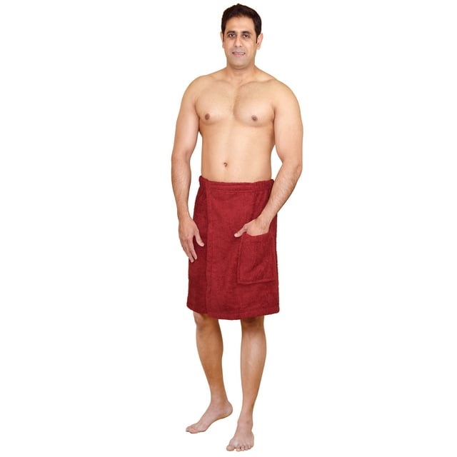 SKYLINEWEARS Mens 100% Terry Cotton Adjustable Velcro Spa Shower Towel Bath Wrap