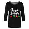 thumbnail image 4 of Aqestyerly Hauts de Noël pour Femmes Mode Féminine T-Shirt Imprimé de Noël Manches 3/4 Blouse Col Rond Hauts Décontractés, 4 of 5