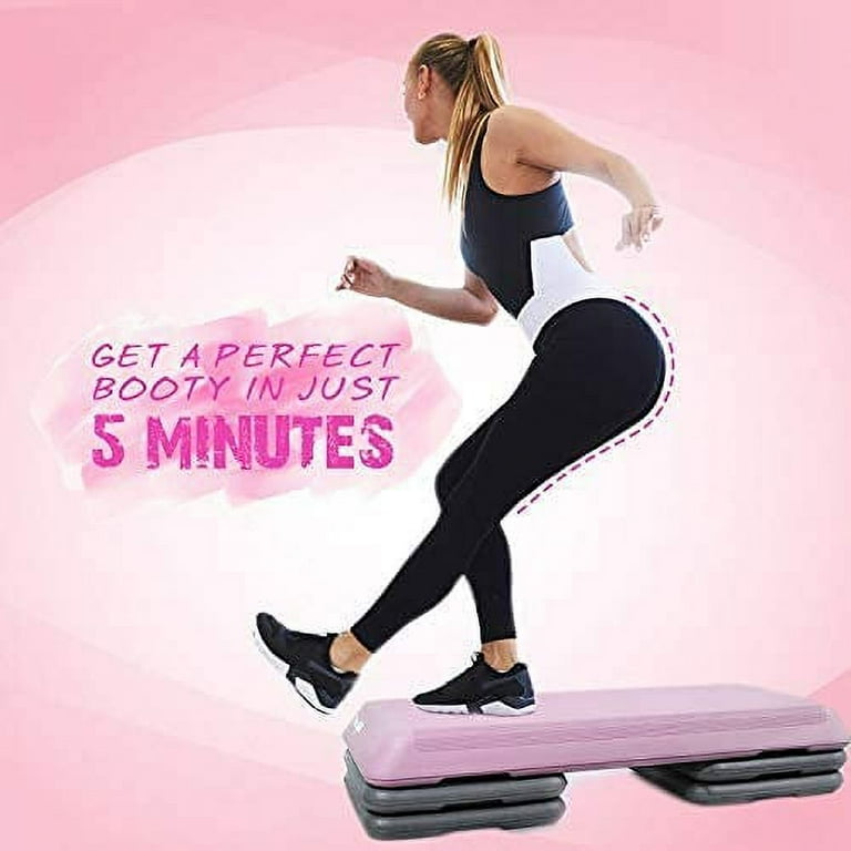 Yes4All Adjustable Aerobic Step Platform 40 in x 16 in with 4 Risers Pink and Grey Walmart