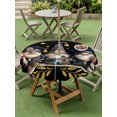 thumbnail image 5 of Outdoor Tablecloth with Umbrella Hole Zipper Graduation Gnomes Round Tablecloth 54" Waterproof Outside Table Cloth Stars Fireworks Botanical Black Patio Table Cover Tablecloths for Picnic Party, 5 of 8