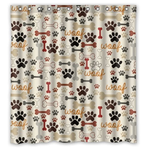 AsgenoX 12PCS Durable Paw Print Shower Curtain Hooks for Doggie Shower Curtain