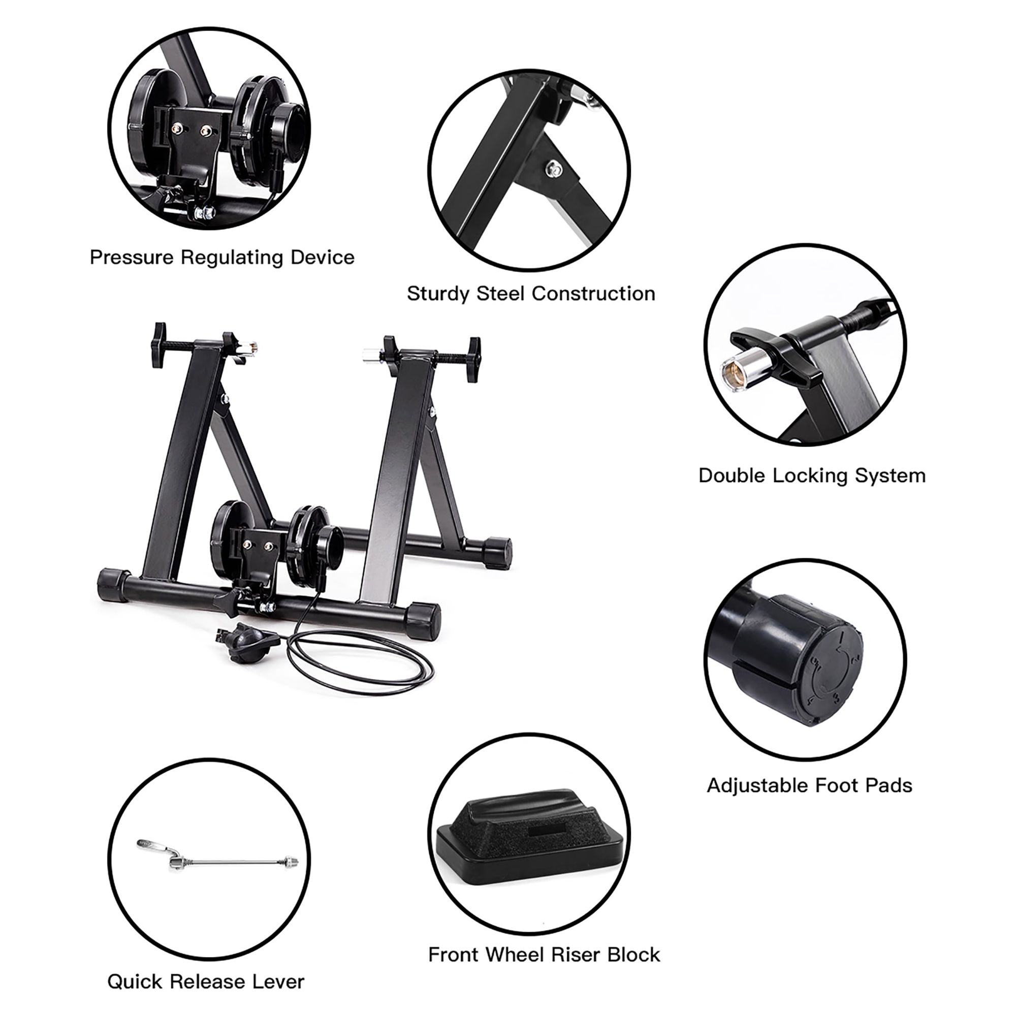 Costway Magnetic Indoor Bicycle Bike Trainer Exercise Stand 8 Levels of Resistance - image 4 of 8