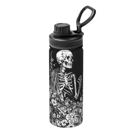 

Hirioo Gothic Skull Floral Art for 18oz Sports Insulated Kettle for Gym Hiking Camping Running Mountain Bike Outdoor Sports