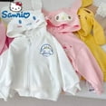 thumbnail image 4 of Sudadera con capucha para niños de Sanrio, Kawaii My Melody, Kuromi, Cinnamoroll, con cremallera, manga larga, abrigo cálido, sudadera con capucha de peluche Purin para niñas, regalo, 4 of 5