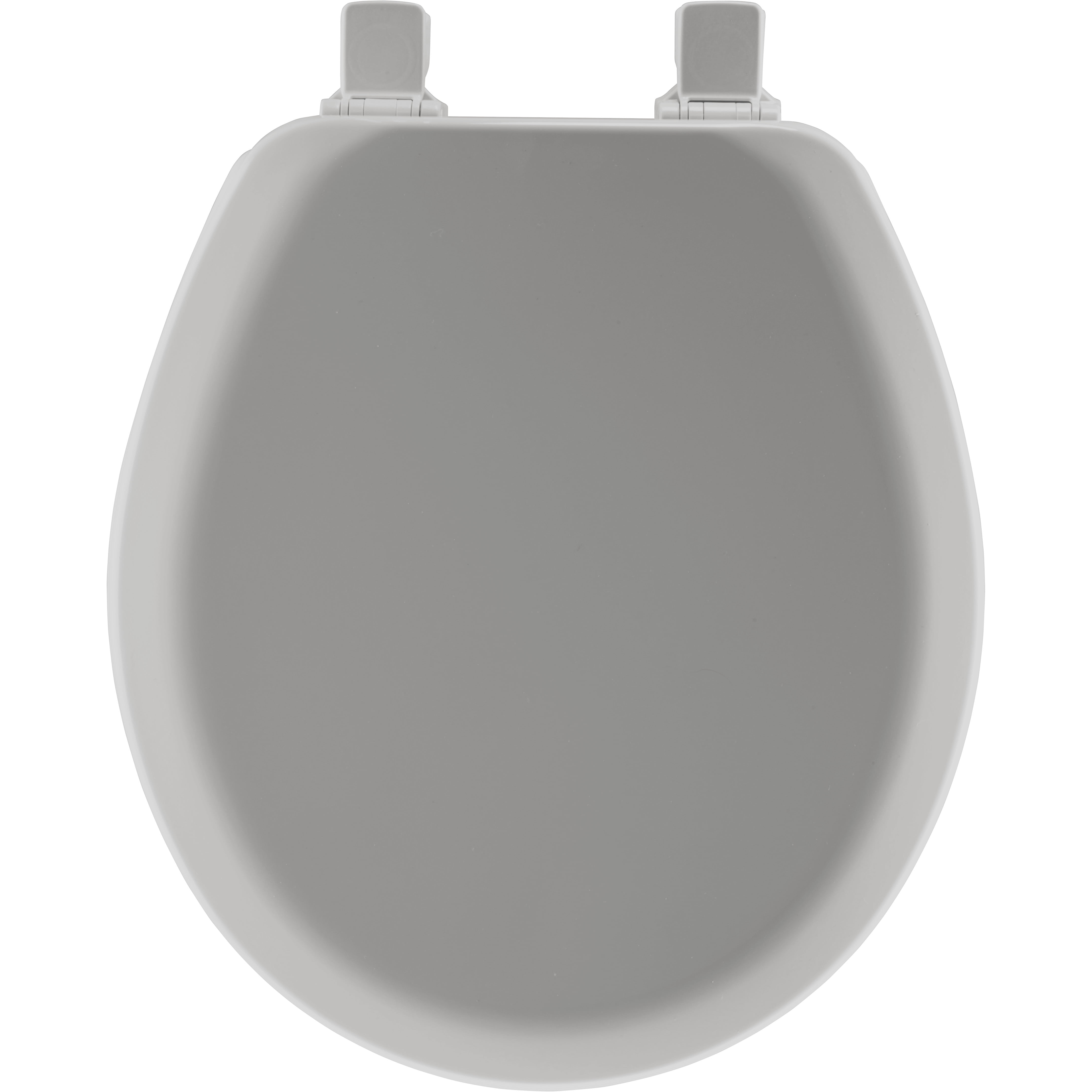 Mayfair Cameron Round Enameled Wood Toilet Seat in Silver with Stay·Tite Seat Fastening System and Easy·Clean Hinge