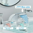 thumbnail image 4 of LED Bathroom Faucets for Sink 3 Hole Bathroom Sink Faucet 2 Handle Bathroom Sink Faucets Waterfall Widespread Faucet with 2 Handle Chrome Bath Taps, 4 of 8