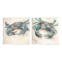 Stupell Industries Blue Crabs on Sand Animals & Insects Painting Unframed Art Print Wall Art, 12 x 12, Set of 2