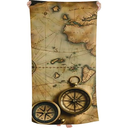 Lzatpd Hand Towel Old Map Nautical Theme Face Washcloths Fingertip Bath Towels Microfiber Quick Dry Soft Absorbent Luxury Kitchen Dish Cloth Bathroom Beach Gym Hotel Salon Spa Sport 30x60in