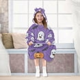 thumbnail image 7 of FORMRS Wearable Blanket Hoodie with Sleeves for Kids Cozy Flannel Sweatshirt, Halloween Ghosts Purple, 7 of 7