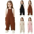 thumbnail image 2 of Toddler Girls Jumpsuits Overalls Comfortable Pink Romper with Pockets for Everyday Wear Cute Outfits for Girls 2-3 Years, 2 of 9