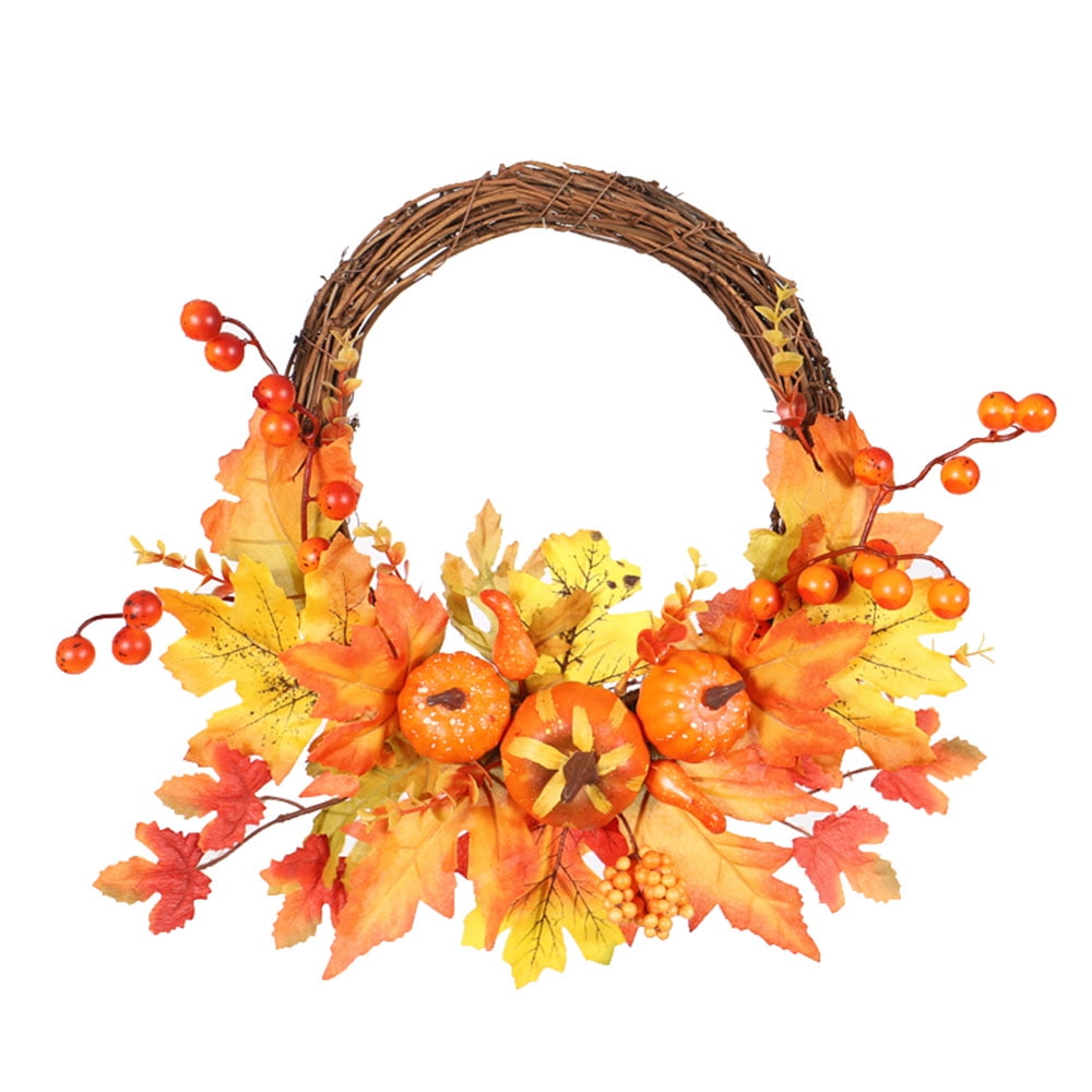 Fall Leaves Flowers & Berries CANDLE RING Wreath AUTUMN HALLOWEEN DECORATION 