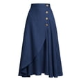 thumbnail image 5 of Fewfanhot Skirts for Women Button Front High Waist Vintage Stretch A-Line Flared Casual Midi Skirts with Pockets, 5 of 6