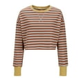 thumbnail image 5 of UVEASISHA Striped Crop Sweatshirt Women Fashion Colorblock Crewneck Pullover Short Tops Long Sleeve Casual Cute Sweatshirts No Hood 2025 Fall Clothes Sales Today,Red,L, 5 of 8