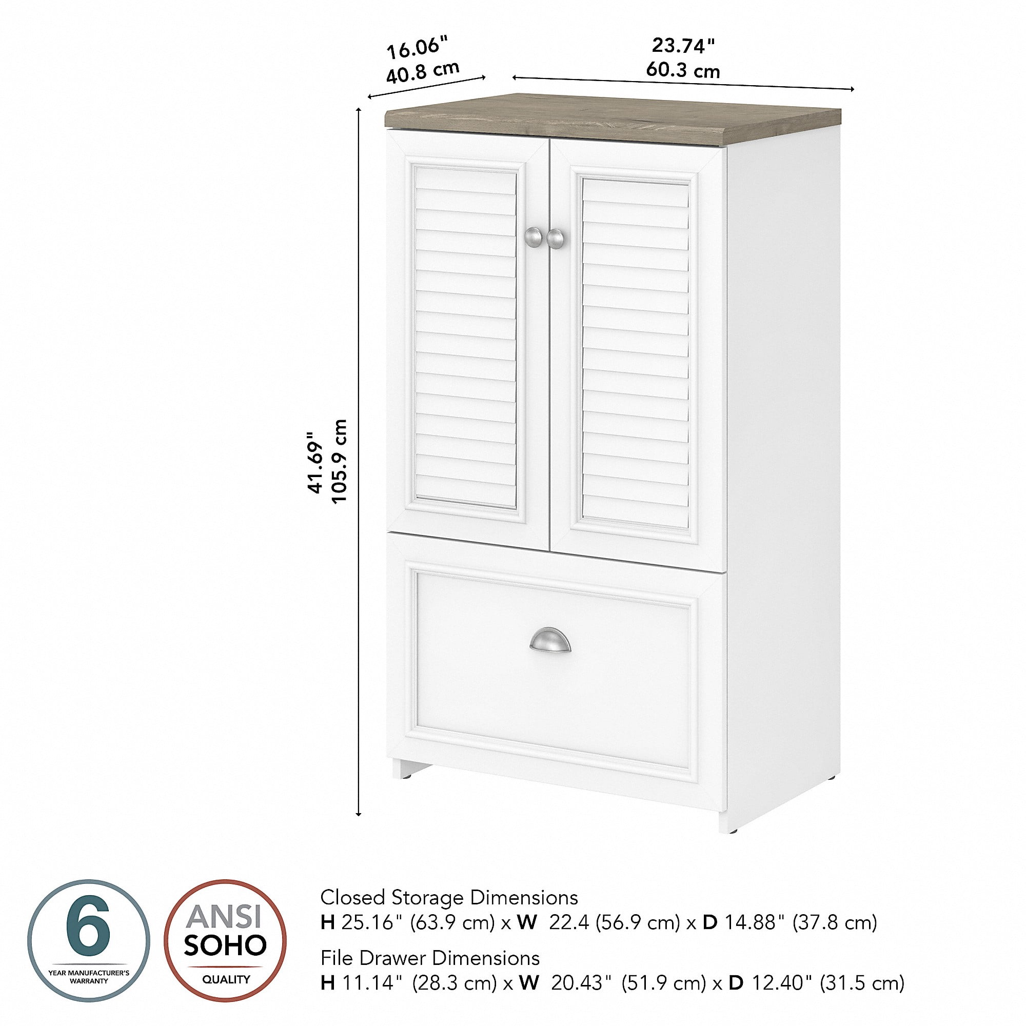 Bush Furniture Fairview 2 Door Storage Cabinet with File Drawer