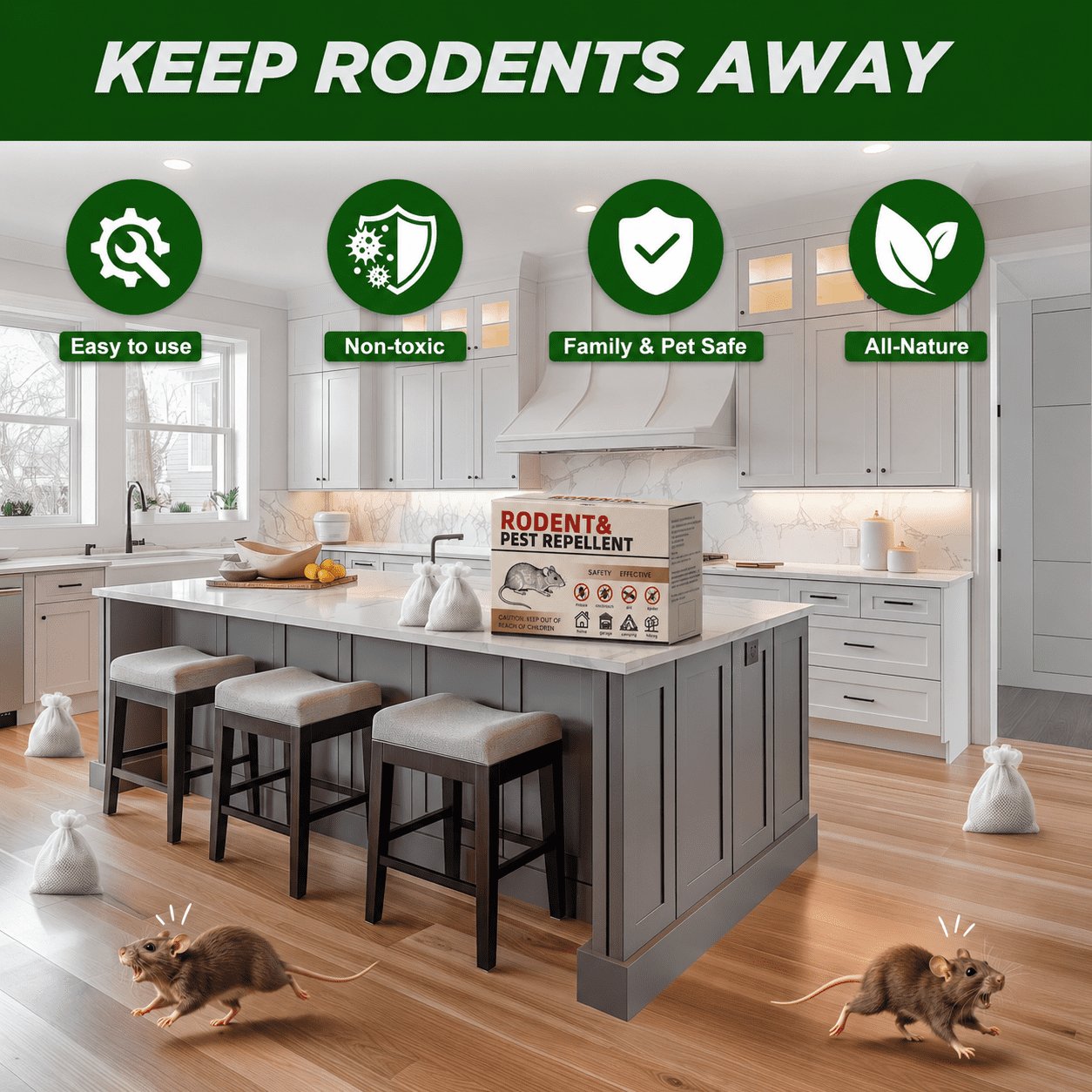 MouseRodentRepellent, 36 Balls Peppermint Oil Mouse Traps for Rat Mice, Ant, Roach, Spider, Squirrel, Nature Mouse Deterrent for Indoor Outdoor Use, for Garden, Home