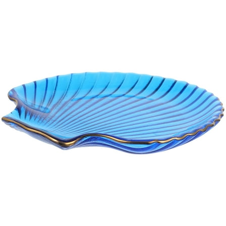 Clispeed Seashell Dishes Food Glass Plate Blue 1Set Party Use