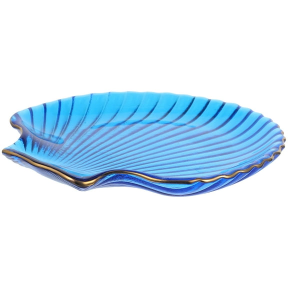 Clispeed Seashell Dishes Food Glass Plate Blue 1Set Party Use
