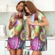 thumbnail image 4 of Easygdp Colorful Easter Eggs Camisón de manga corta para mujer, informal, estampado, 4 of 6
