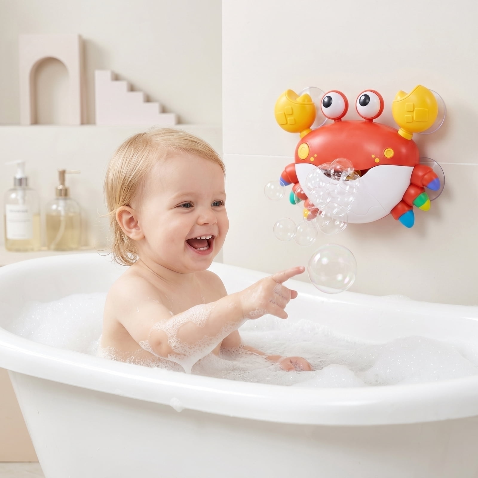 Unicorn Bubble Blower, Bath Bubble Machine with Music, Musical Bubble Maker for Fun Bath Time, Interactive Bubble Blower (White)