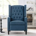 thumbnail image 2 of 27" Wide Manual Wingback Recliner Chair, Vintage Accent Chair, Recliner Chair with Nailhead Trim and Birch Legs, Tufted Single Sofa Chair, for Home, Living Room, Office, Bedroom, Blue, 2 of 7