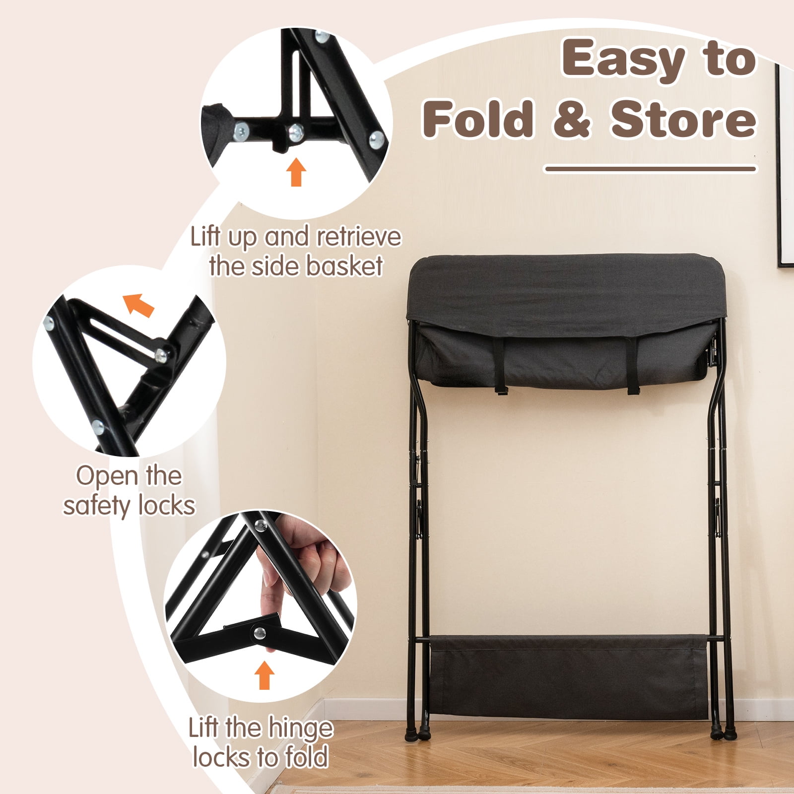 Patiojoy Infant Folding Changing Table Portable Children Baby Girl Boy Diaper Station w/ Storage Box