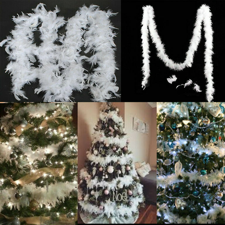 Christmas Tree White Feather Boa Strip Xmas Ribbon Party Garland Decor 2M