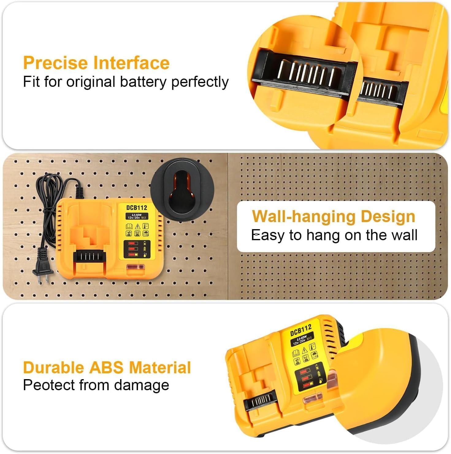 DCB112 Battery Charger Replacement for Dewalt Compatible with 12V 20V Max Lithium Battery DCB120 DCB127 DCB115 DCB118 DCB107 DCB105 DCB102