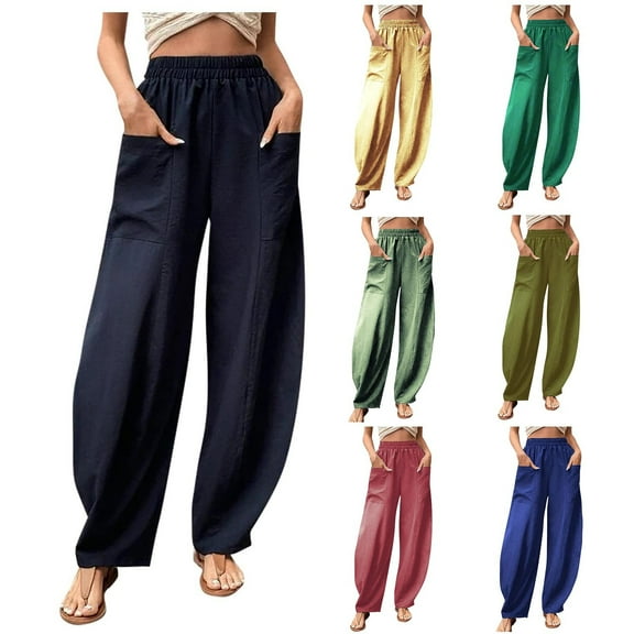 Utoimkio Women's Casual Loose Baggy Harem Pants High Waisted Straight Leg Lounge Pants for Women with Pockets