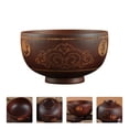 thumbnail image 4 of MasteelfCA 1PC Wooden Bowl Vintage Style Carving Pattern Salad Rice Bowl Soup Bowl, 4 of 8