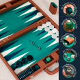 thumbnail image 2 of Set de backgammon Pointworks Premium, 19 pulgadas, piel, color marrón, 2 of 9