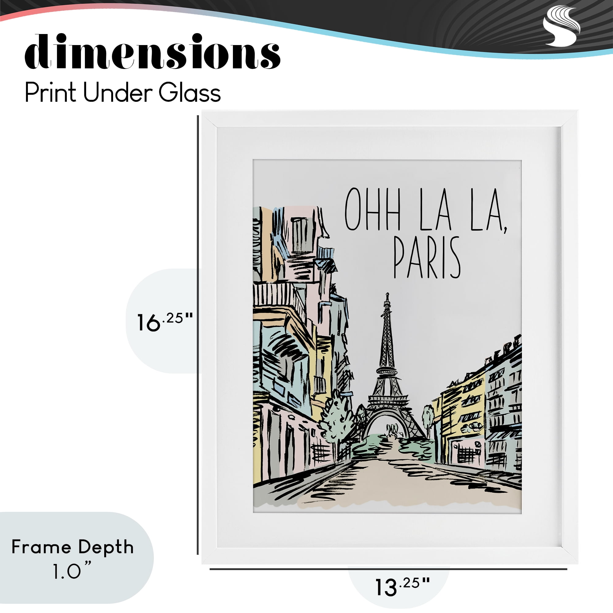 Stupell Industries Ohh La La Paris White Framed Print Under Glass, design by Elizabeth Medley