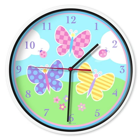 Wildkin Butterfly Garden Wall Clock, Coordinates with other Wildkin Bedding and D&eacute;cor