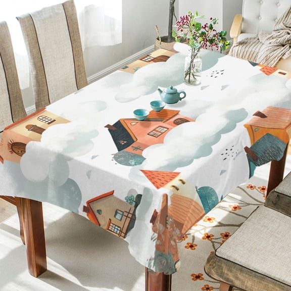 BZSMCE Square Tablecloth House on The Sky Pattern Tableclothes