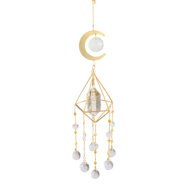 Cristal Que Recoge La Diamante Campana Viento Hexágono Columna Cristal Tridimensional Cristal Estructura Metal Metal Serie Metal