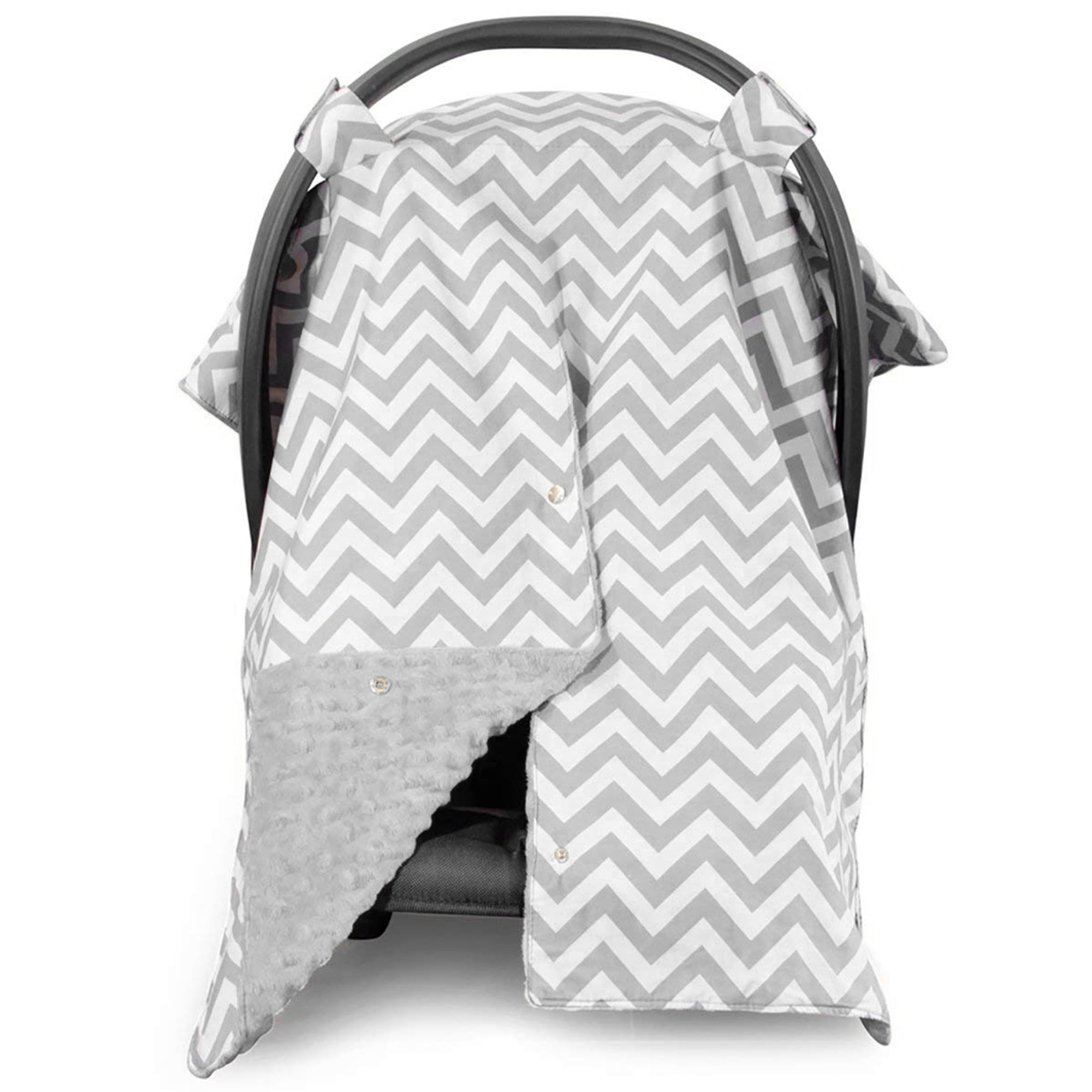 Kids N' Such Peekaboo Baby Car Seat Canopy Infant Carrier Cover for Travel,  Chevron  Gray